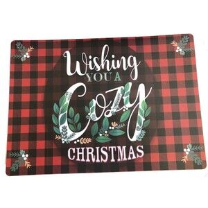 Christmas Vinyl Foam Back Placemats Set of 4 Wishing You a Cozy Christmas